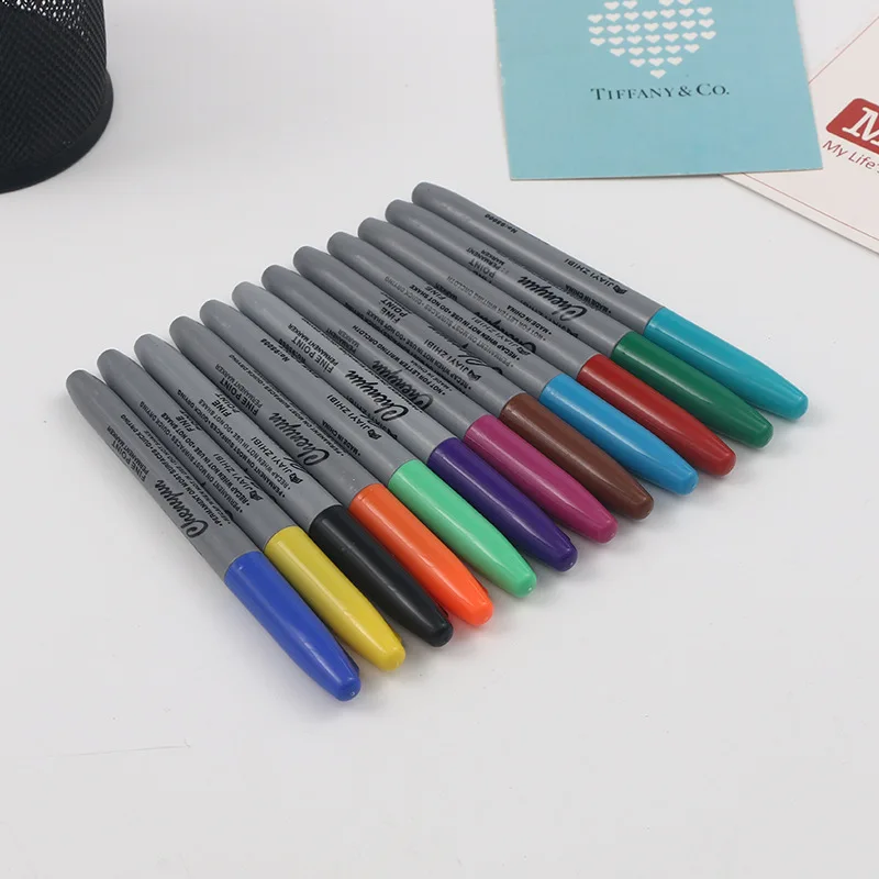 KEAS factory Economical Black ink Oil Based Round Fiber Tip Permanent Marker non toxic fine tip water proof black permanent pain
