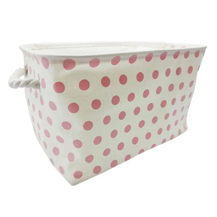 Canvas Collapsible Laundry Basket Storage Baskets 2020 New Storage Bags Wholesale Foldable Fabric Cotton Single Rectangle Pink