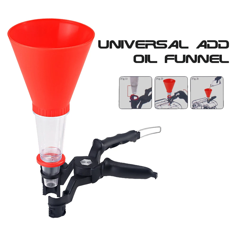 Car Truck Engine Oil Funnel Adjustable Fixed Bracket Filling Spout Pour Tool Kit
