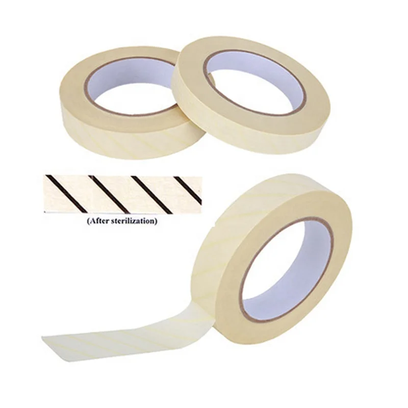 12/19/25mm*50m Medical Use Steaming Sterilization Indicator Tape Adhesive Autoclave Indicator Tape