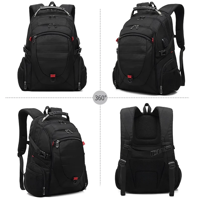 17 inch backpack laptop school bags 1680D nylon waterproof usb anti theft backpack bag with security locks charging port