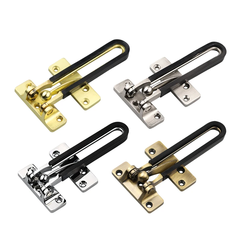 Zinc Alloy / 304 Stainless steel Security Door Guard Black Silver Gold Color Simple Design Door Chain Safety Door Protector