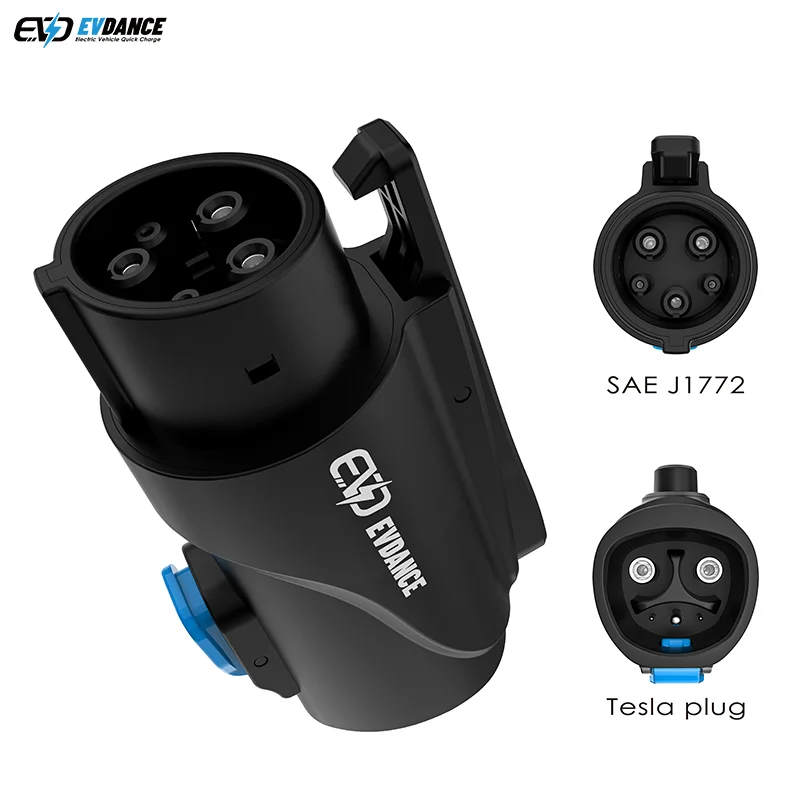 80 Amp Tesla to Sae J1772 Adapter TSL Fast Charging Connector Tesil Socket Switch Adaptateur A EV Charger Converter with plug