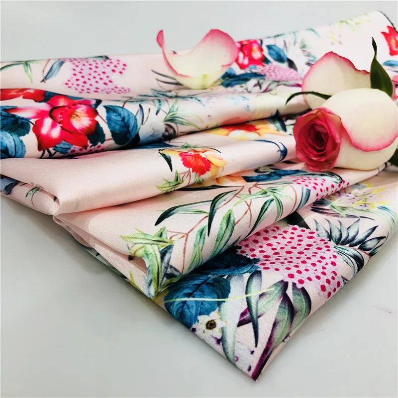 Shaoxing manufacture high quality poly printed silk fabric, 100% polyester satin