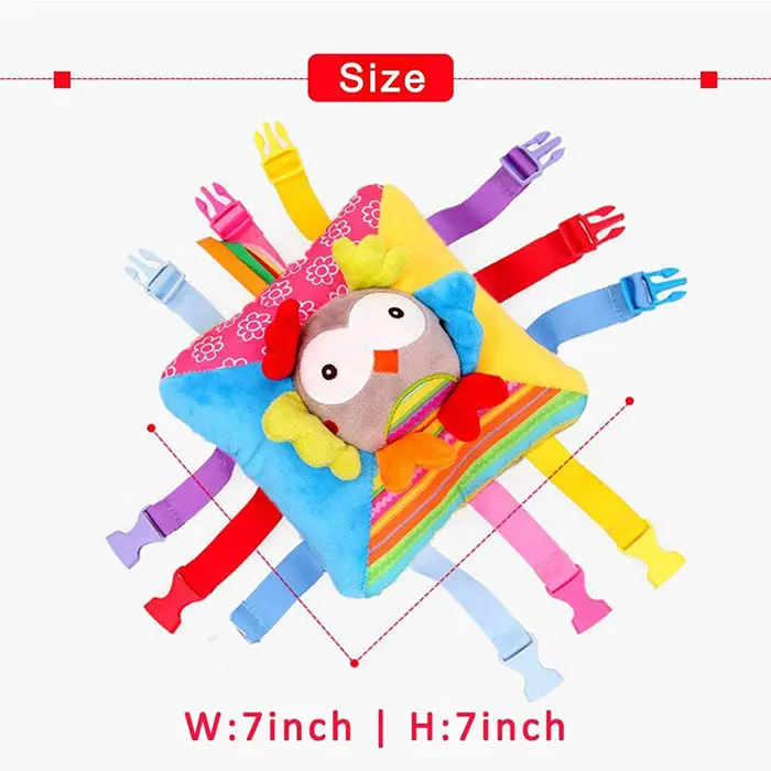 Fidget Buckle Sensory Activity Pillow Soft Toys for Baby Learning Fine Motor Skill Special Needs Autism Sensory Educational Toy