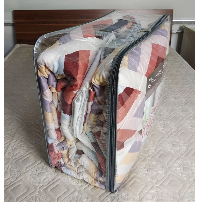 Clear PVC heavy Zipper Bag Quilt Pillow Blanket Bedding Packaging Bags with handle Transparent Plastic Bag for Quilt