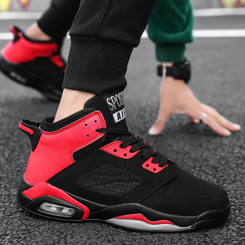 
Breathable High-top Basketball Shoes Boys Air Cushion Cushioning Running Shoes Men's Fashion Sneakers 