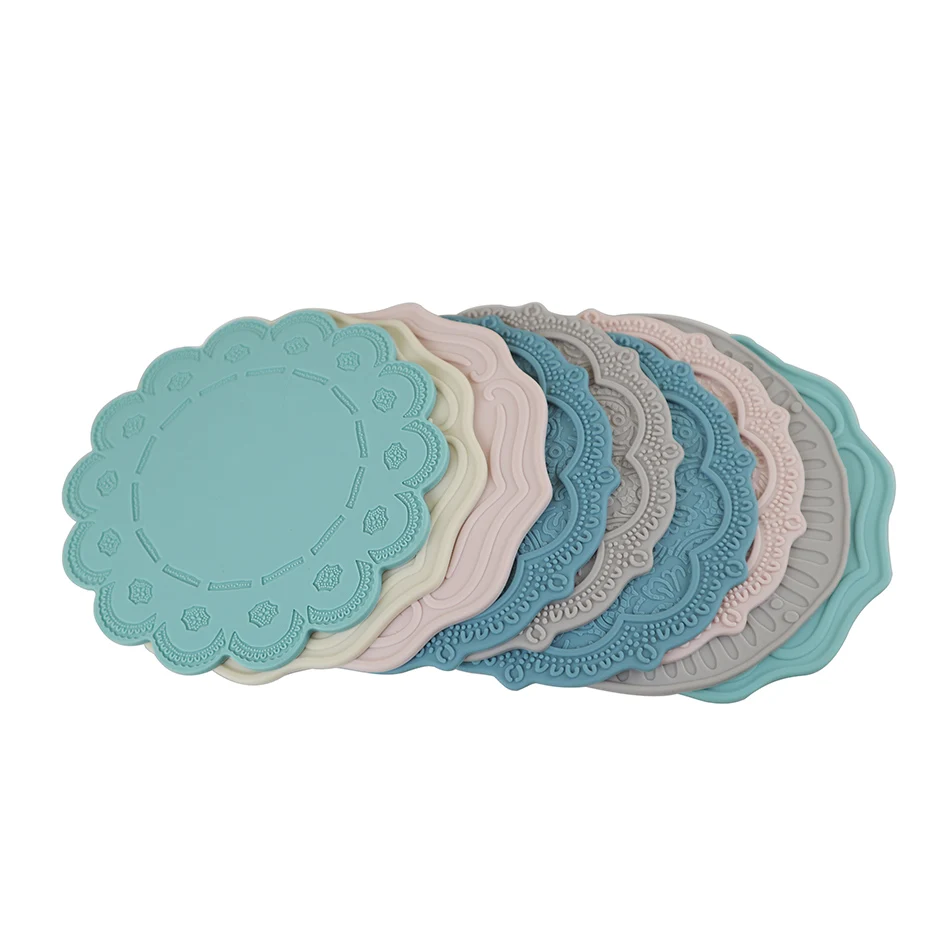 Custom Molding Coaster Resin Molds Silicone Round Coaster Set For Cup Table Decorate Silicone Drink Coaster pads