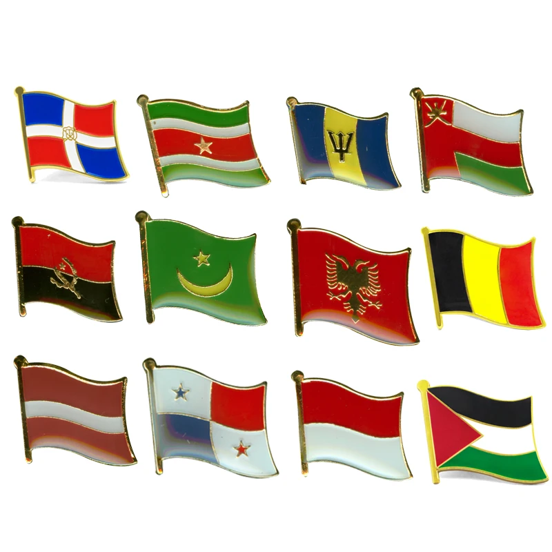 Enamel Pins Magnetic Cambodia Angola Belgium Palestine Latvia Oman Monaco Lebanon Custom Gold Soft Enamel Metal Lapel Pin