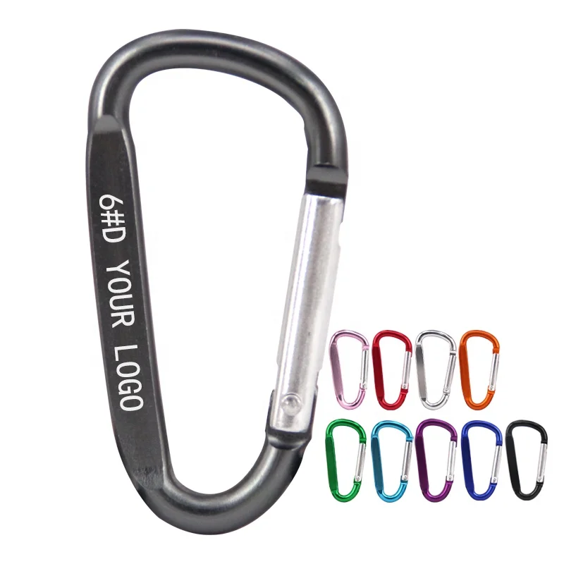 baichao 6# D SHAPED 5.2 60mm*31mm*5.2mm  flat promotional keychains lightweight carabiner Metal hook clip Customizable logo