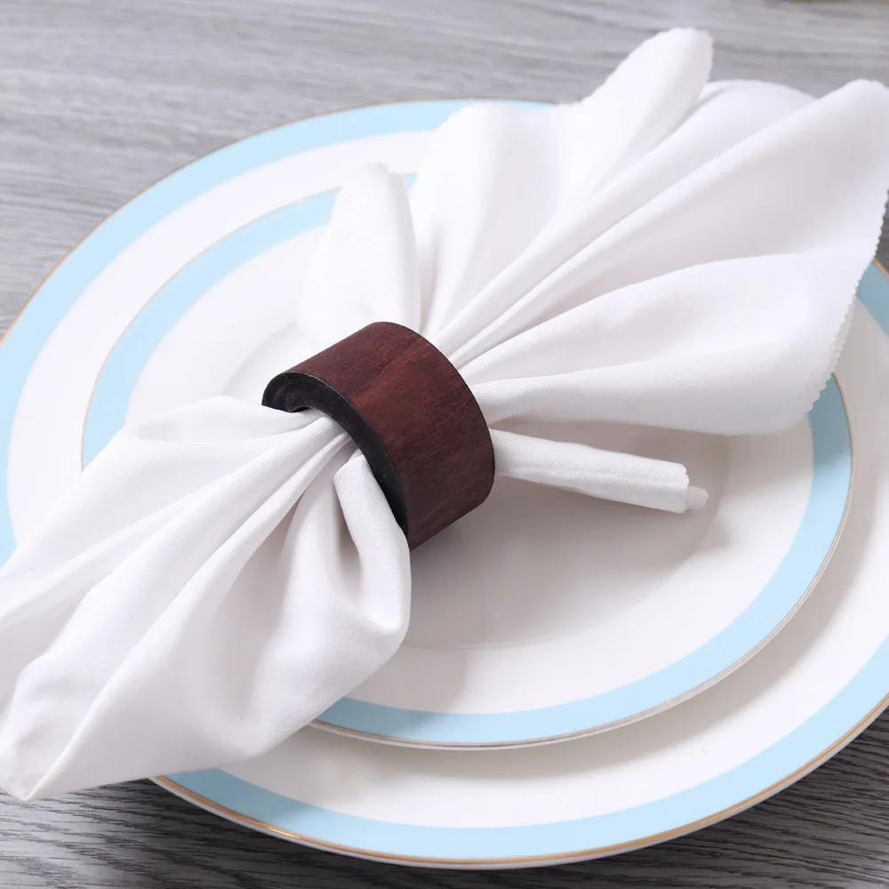 Brown Wood Ring Napkin Buckle Hand-painted Raw Wood Napkin Buckle Simple Wood Napkin Ring Fabric Ring