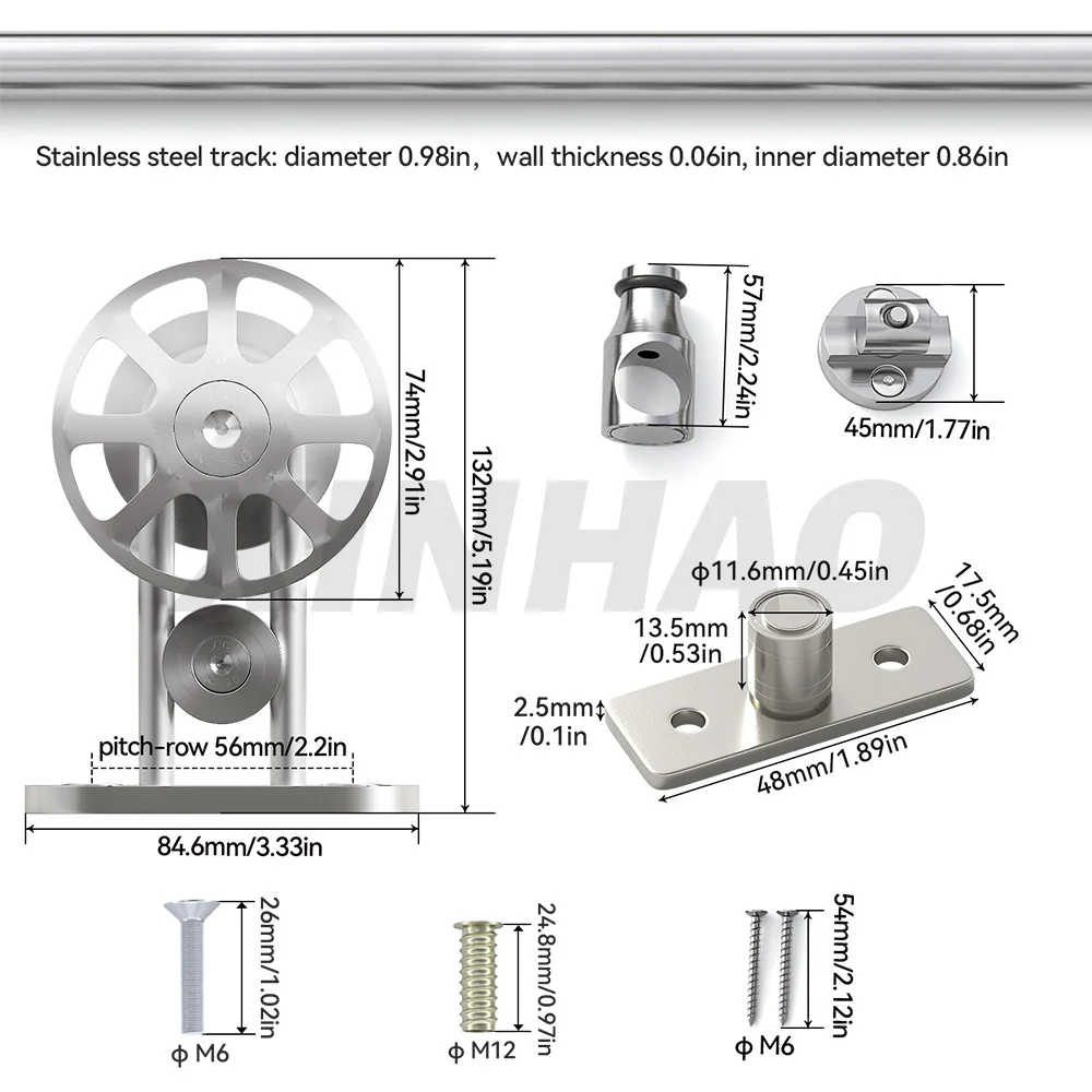 Big Wheel Stainless Steel Wholesale Sliding Barn Door Hardware Kit Suitable for wooden doors
