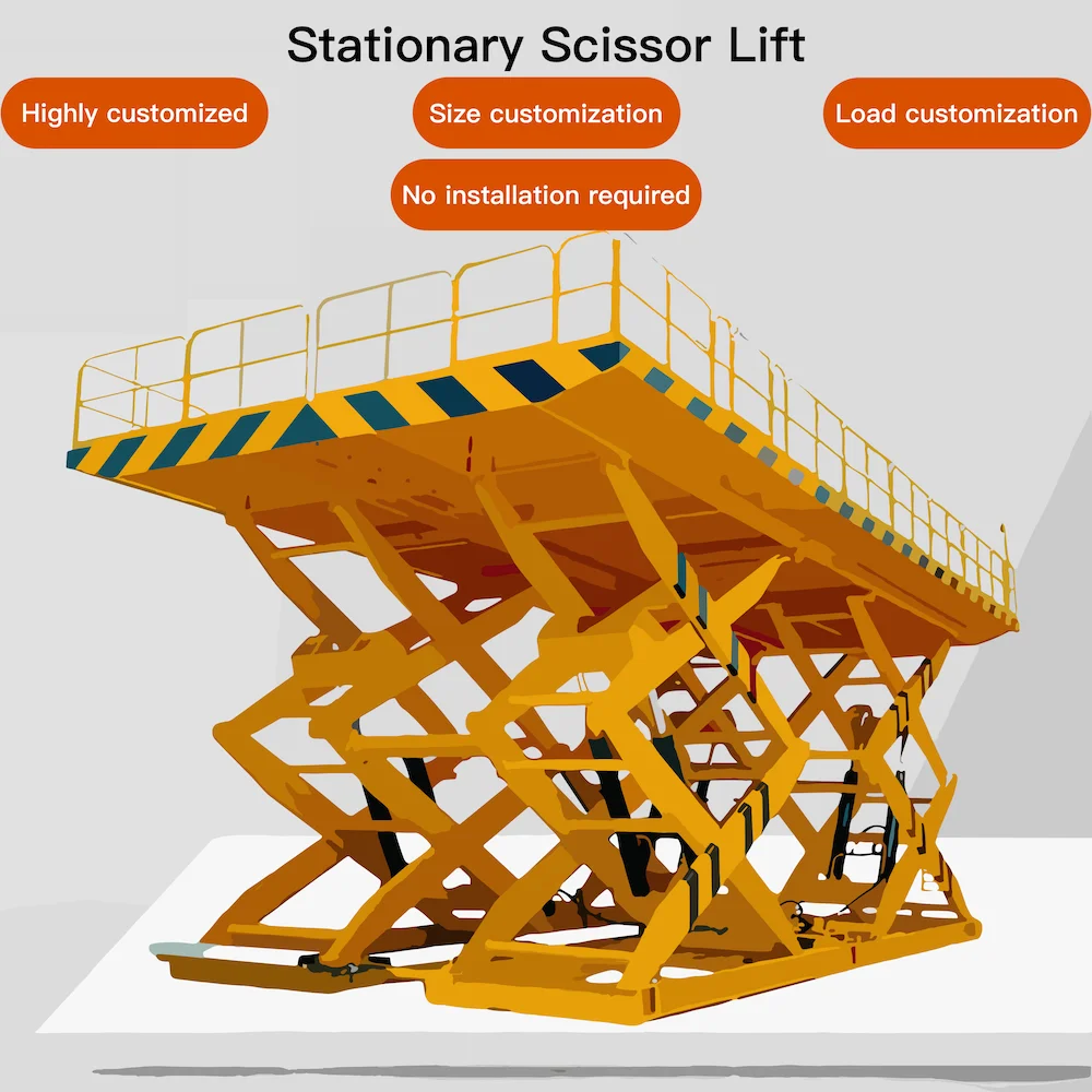 Customized Electric Stationary Scissor Lift Table Hydraulic Steel Platform Elevator with Lifting Ladder Custom Style