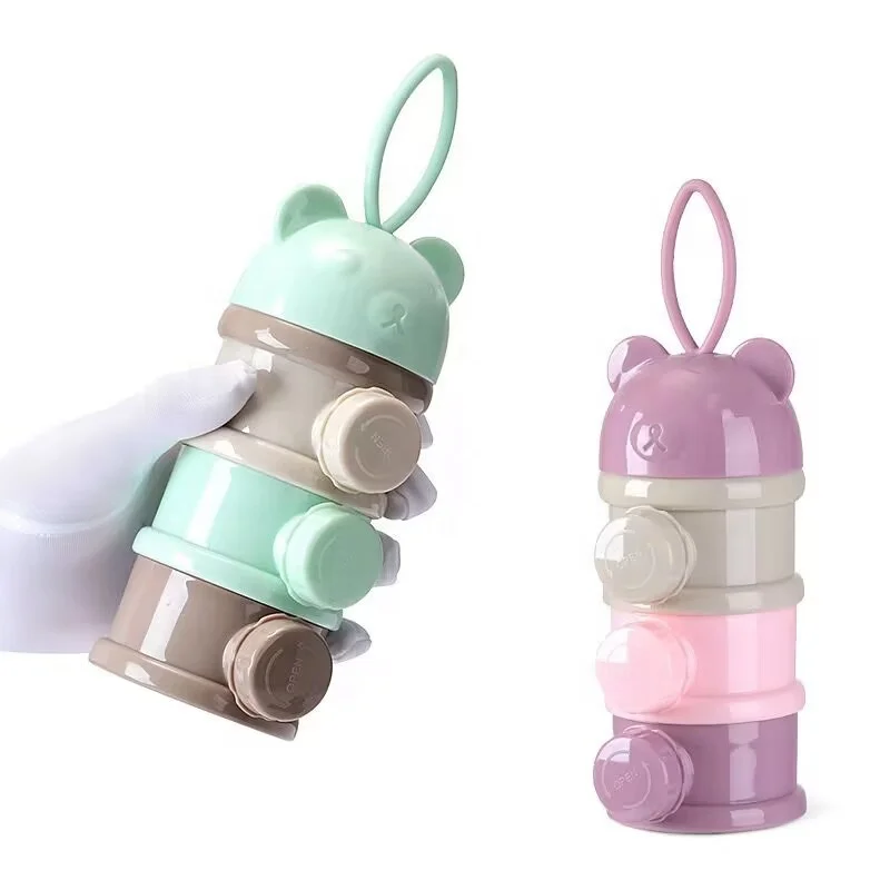 Baby Cartoon Bear shape Portable  Milk powder container plastic storage box for baby