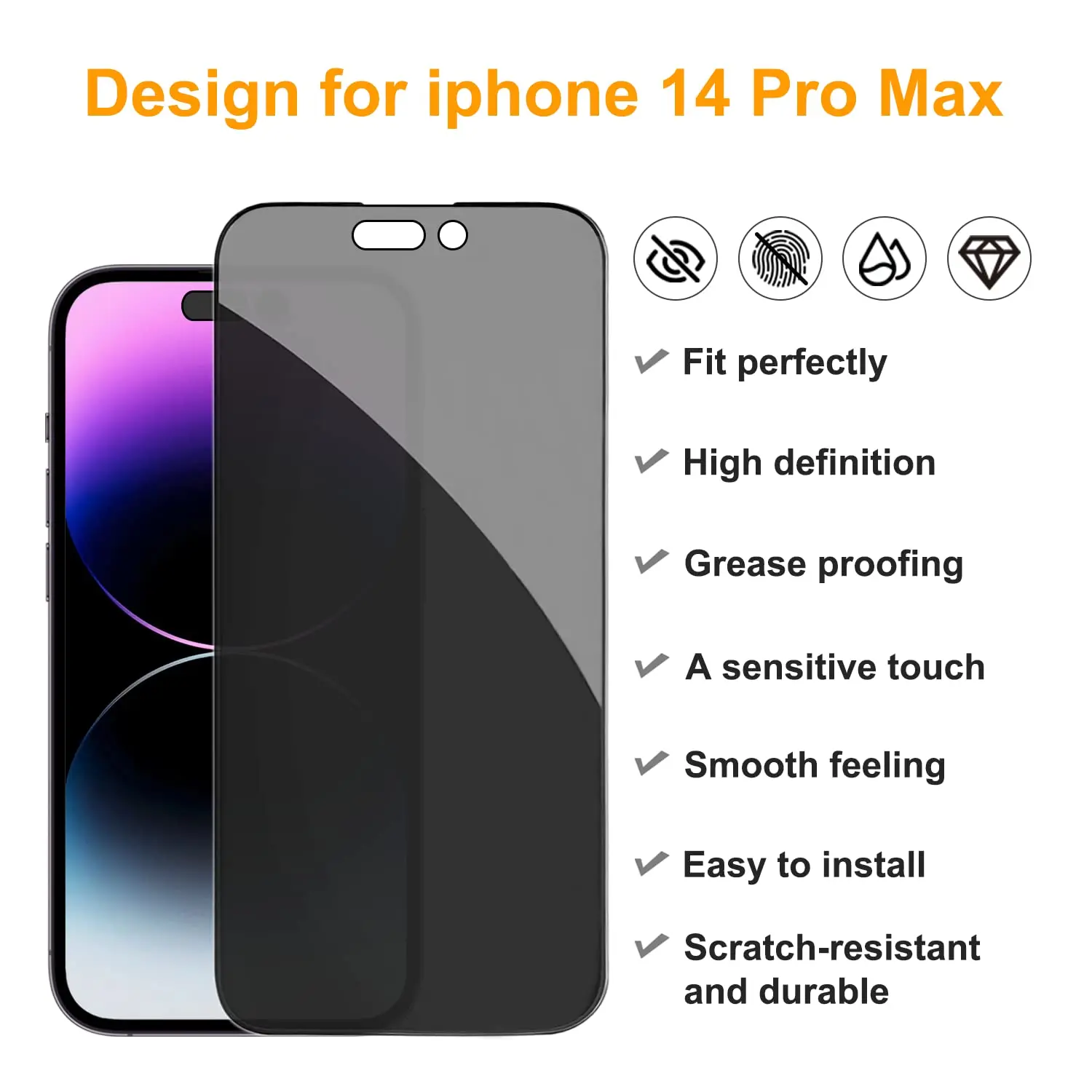 high clear mobile phone accessories tempered glass screen protector film for iPhone 13 14 15 pro max plus Protective Film