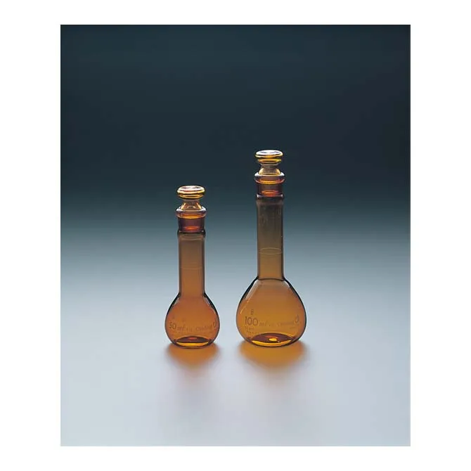 Термостойкая низкоформатная стеклянная мерная колба JIS объемом 250 мл с пробкой