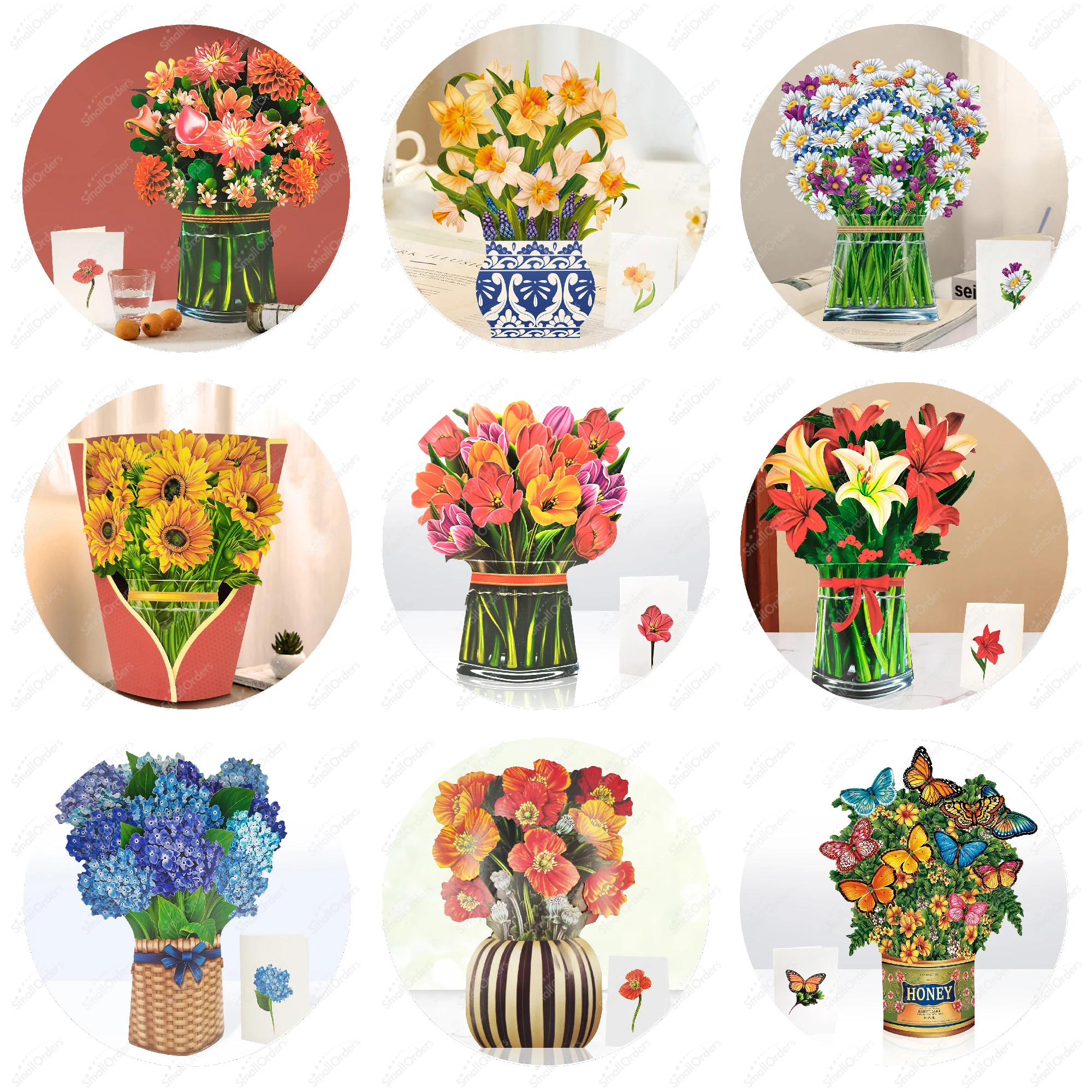 novelties 2025 Custom promotional novelty gifts 3D Pop Up Popup Flower Greeting Cards items with Blank Note Card and Envelope