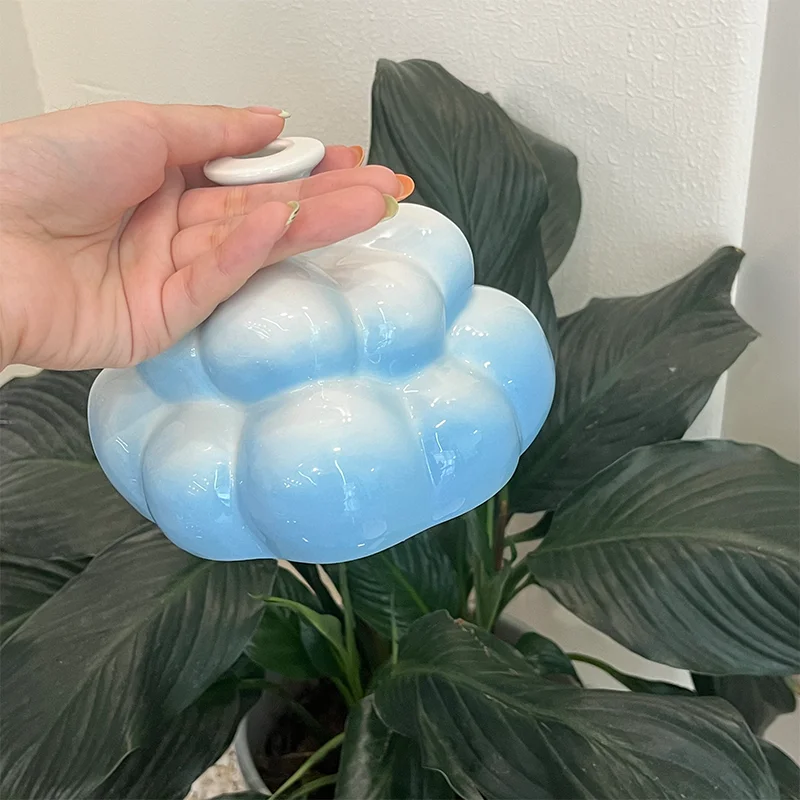 Custom Cloud Watering Bell Rain Watering Can Indoor Garden Thumb Water Can for Plant Rain Cloud Ceramic Watering Bell