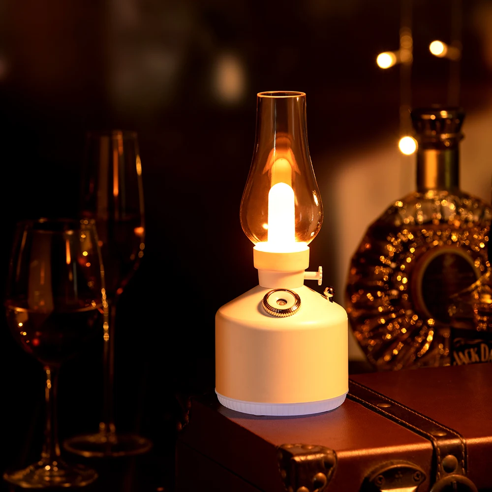2022 New Kerosene Lamp Creative Air Humidifier Desktop Night Light Aromatherapy Essential Oil Diffuser