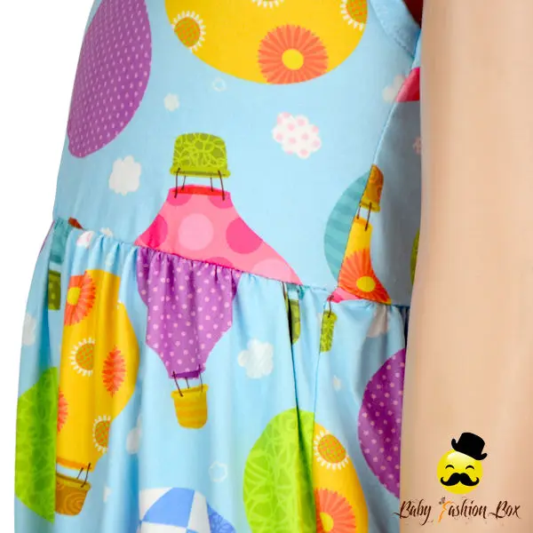 Yihong  Baby Girls Printed Hot Air Balloon Sleeveless Children Frock Design For 0 to 6 Years Old Girls