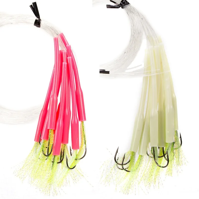 Wholesale 10Pcs/set Sea Fishing Long Handle Hook 1.6m Night Light Bait Sabiki For Carp Fishing