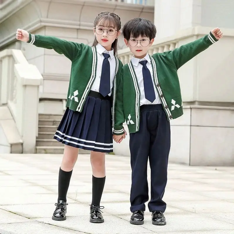 Custom-tailor school sweater white shirt wholesale 3-piece set sweater custom school uniform