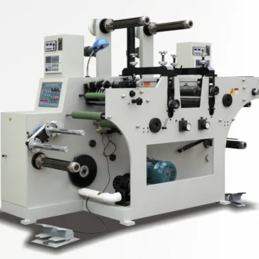 
HJ--320Y high speed tea tag label adhesive sticker die cutting machine with two rotary station 