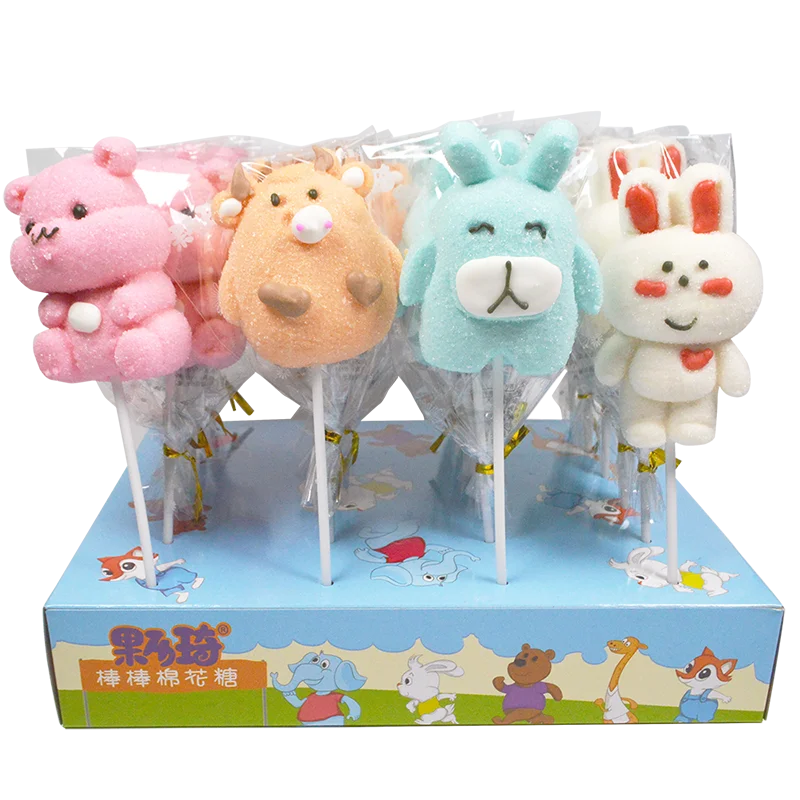 Halal Certificate Manufacture Supply Custom Christmas Decoration Soft Marshmallow Lollipop