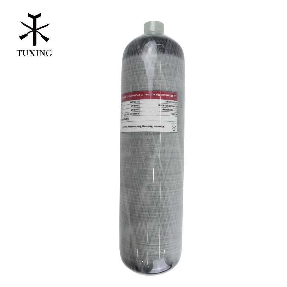 TUXING High Quality ODM Hpa 3L 4500psi 30mpa 300bar Outdoor Hunting Scuba Diving PCP Wrapped Composite Carbon Fiber Gas Cylinder