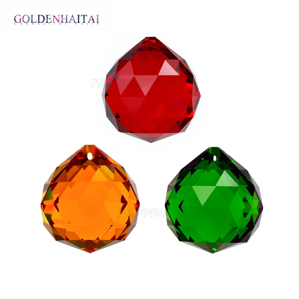 30mm Crystal Prism Coloured Ball For Curtain, Chandelier, Suncatcher & Lighting Lamp Accessories 5730 GOLDENHAITAI