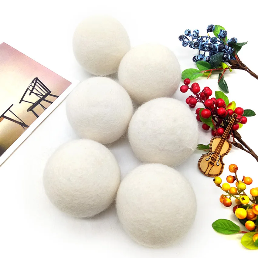 6 pack quick dry new zealand wool felt dryer balls for