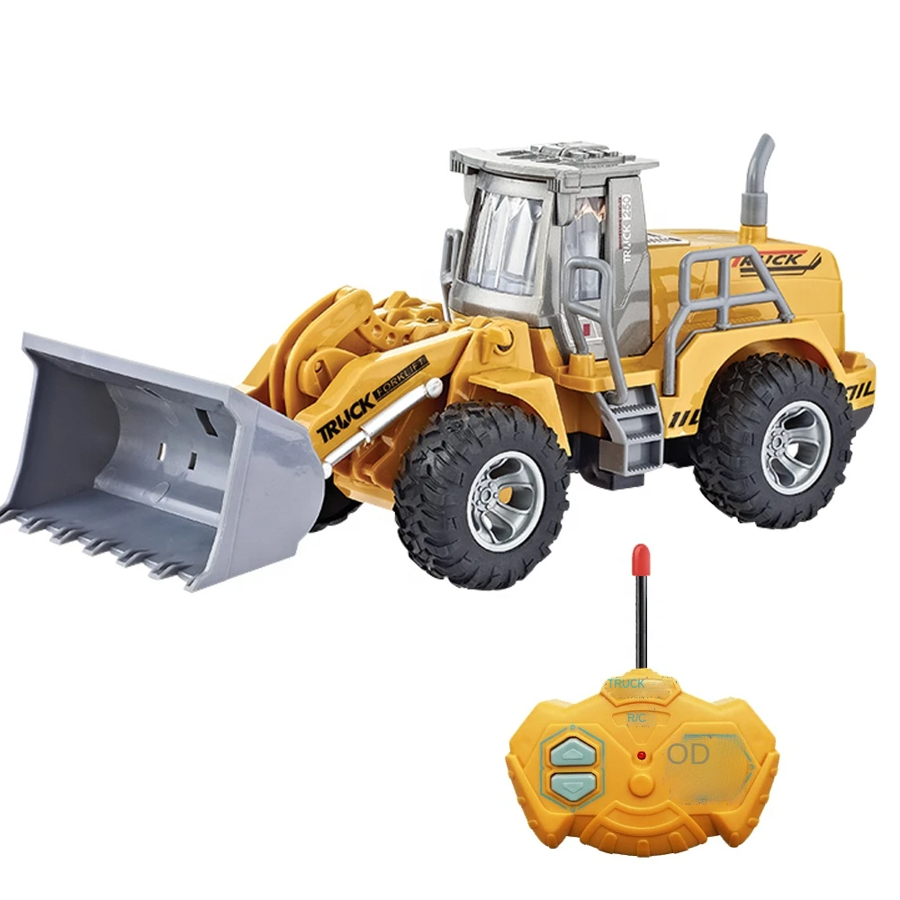 Gifts For Kids Trending Toys 1:28 Plastic 4CH Remote Control Bulldozer Musical Toy Engineering Vehicle RC Cars for Child