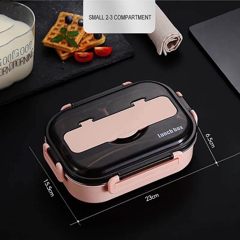 Lunch Box For Kids With Compartments 304 Stainless Steel Japanese Bento Box Microwave Heating Food Container Tableware