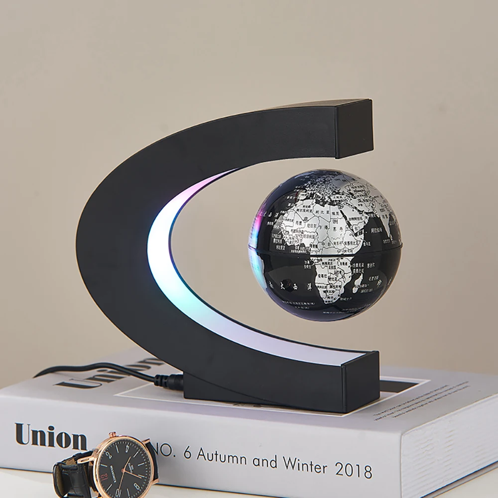 Novel and creative home decoration C-type magnetic levitation globe ornaments