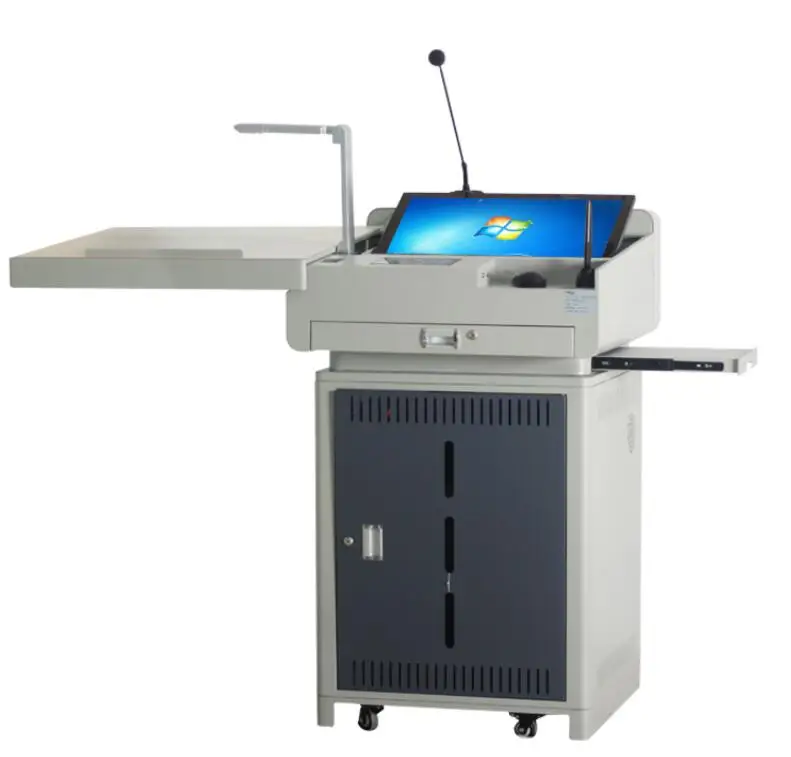School classroom multimedia lectern LCD interactive screen 21.5inch, wireless microphone, speaker Smart podium