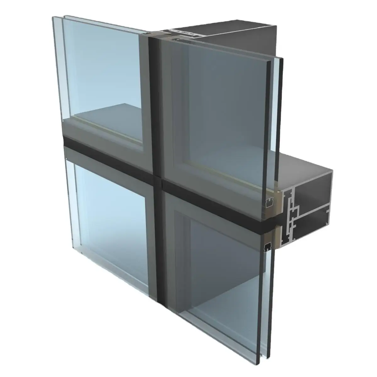 Aluminum Glass Window Wall System Tempered Glazed Design Curtain Walls Section Large Size Facade Wall For High-Rise Building