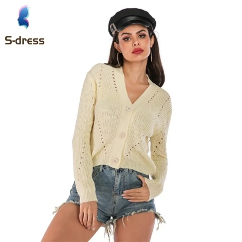 
Korean Women Spring Clothes Sweaters For Woman button short Cardigan Angora 