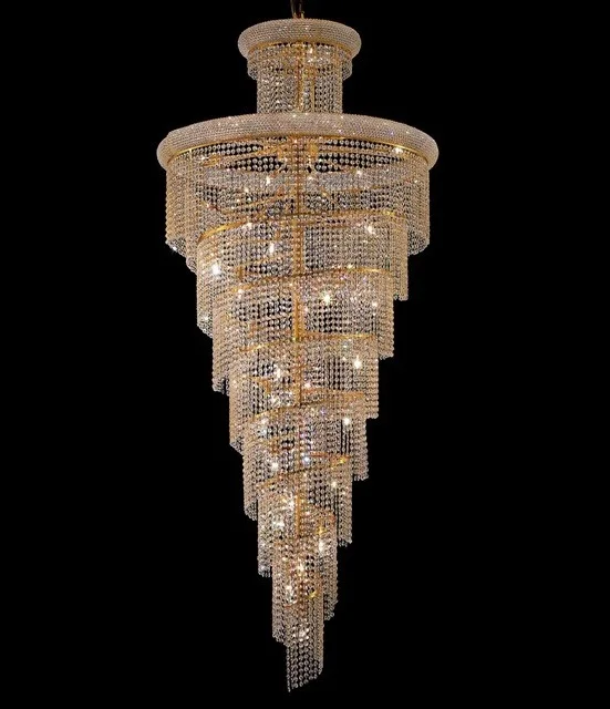classic decorative living room gold silver crystal beaded spiral stair lights ceiling light design event chandelier