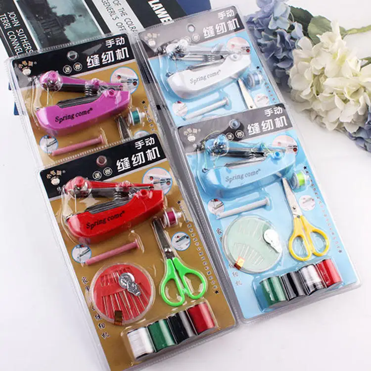 Portable Household Mini Sewing Machine Fabric Handwork Needlework Tools Manual Sewing Machine Set