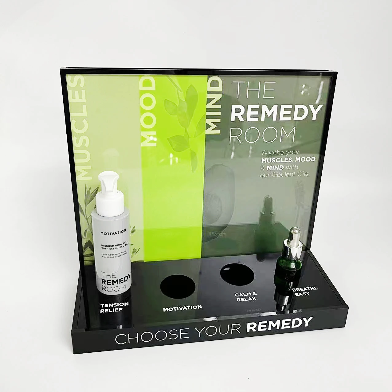 Factory Custom Body Oil Acrylic Display Stand Oil Bottle Display Stand Removable Poster Paper Acrylic Stand