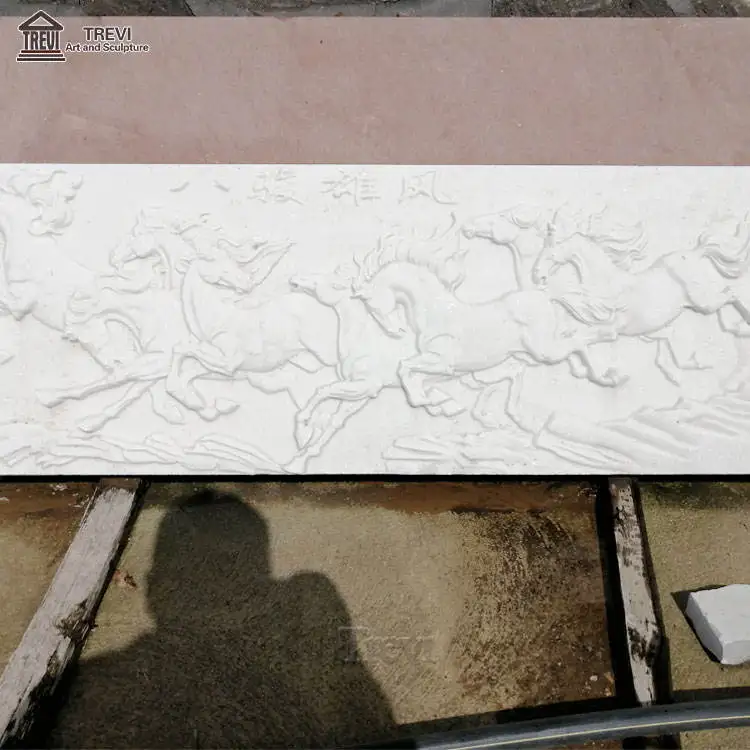 Exterior Wall Decoration Art Garden Stone Nude Woman White Marble Relief for Sale