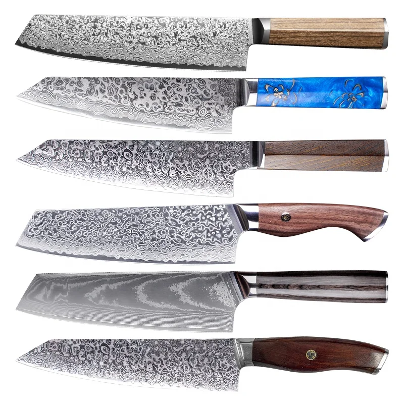 Wholesale Knife Making Blades VG-10 AUS-10 Steel 67 Layers 73 Layers Damascus Chef Knife Blades