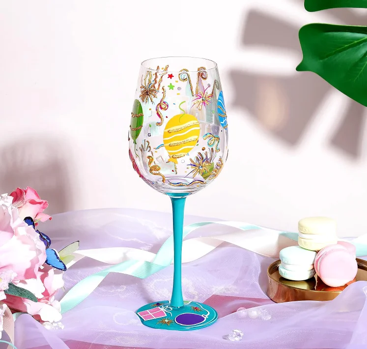 Christmas Gift Stemless Customized Print Custom Printed Wine Glass Color Wine Glasses Wine Glasses