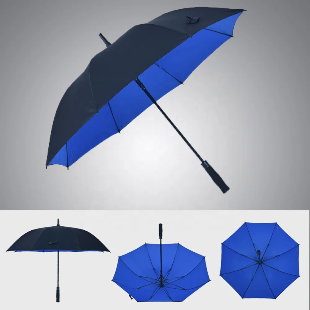 Staight Auto Open Vented Twin Canopy Stormproof Two Colors Red Black Golf Umbrella