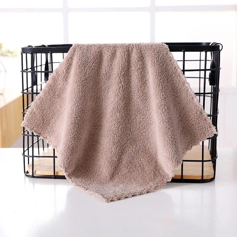 Solid color soft and comfortable good absorption coral fleece hand towel for home