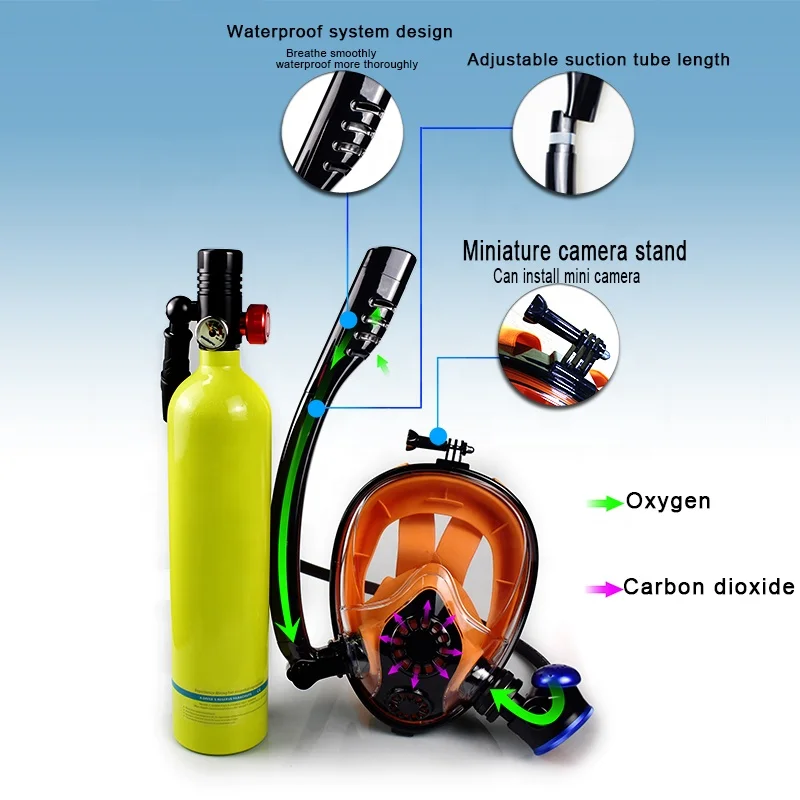 Underwater Mini Lung Air Tank And Mask 1L Scuba Diving Oxygen Tank Snorkeling Portable Lung Tank For Diving