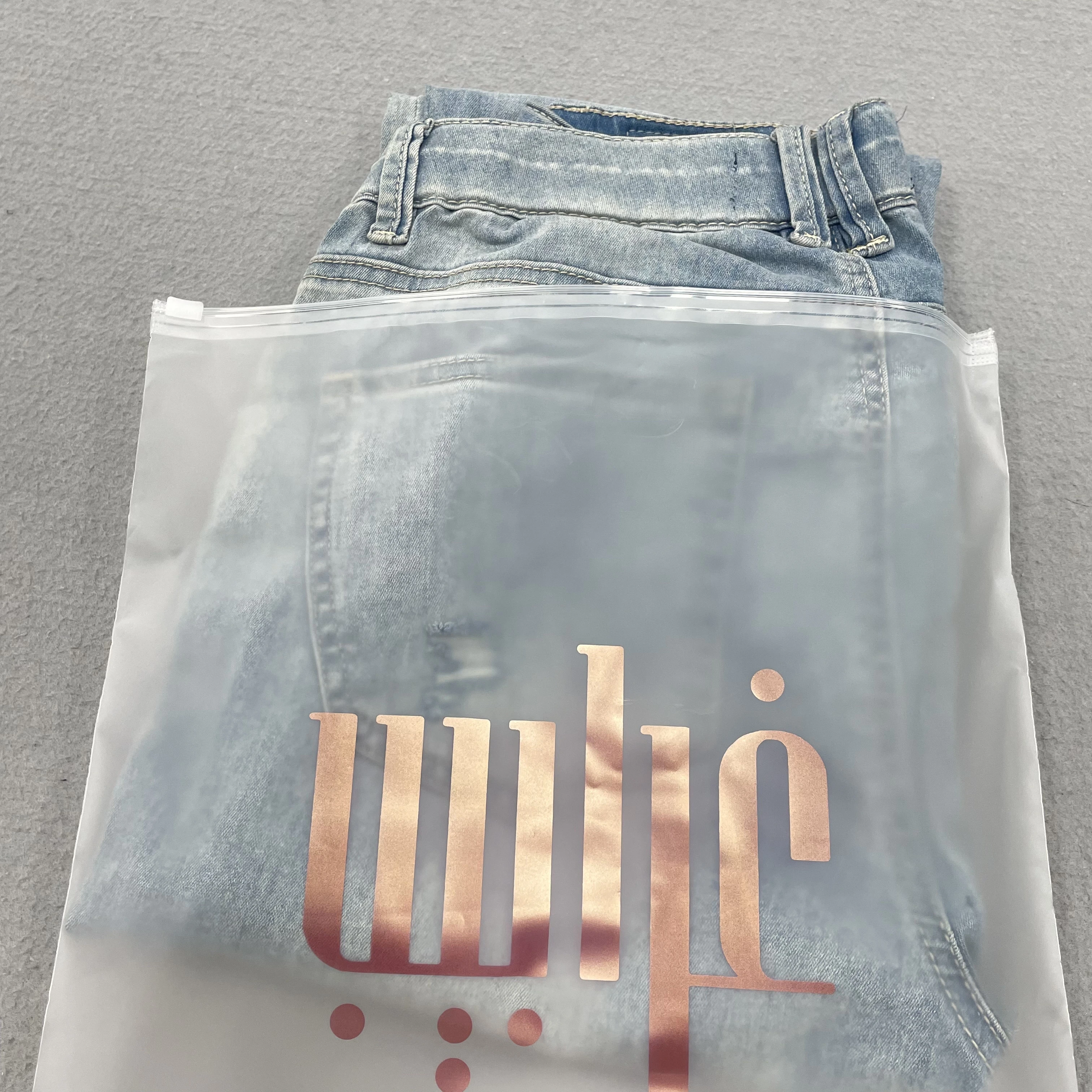 Recyclable Customized Printed Logo Slider Frosted Packing Zip Bags, Resealable Clean Ziplock Plastic Bags For Packaging Clothes