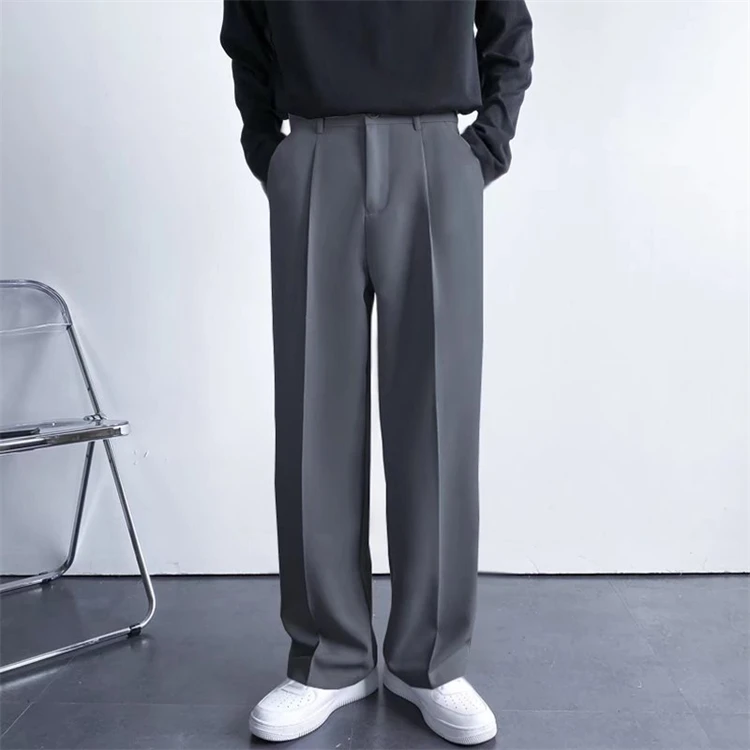 2024 Spring and autumn new draping straight leg suit pants men loose Korean version of casual wide-leg trousers mopping pants
