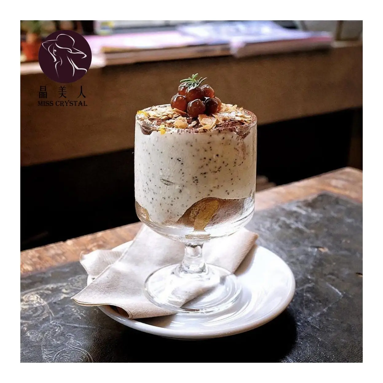 Korean Style Large Transparent Goblet Round Shape Solid Color Heat-resistant Glass for Household Cup