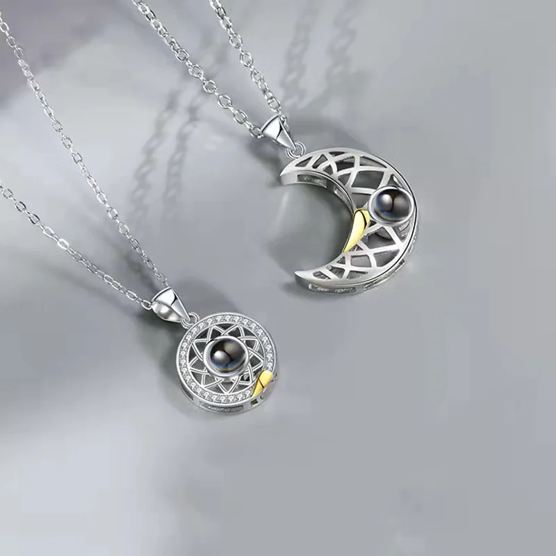 Новая мода из нержавеющей стали под заказ 100 язык I Love You проекции «Луна» «Звезды» Магнитный одинаковая Best Friend» Пара Ожерелье